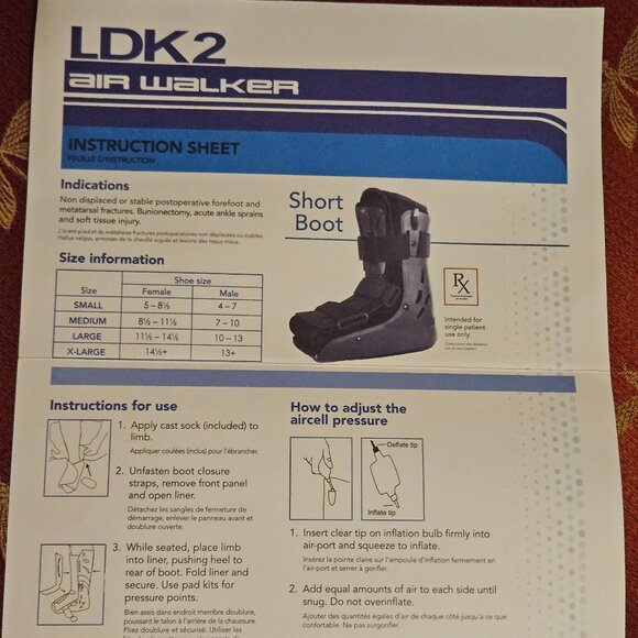 LDK2 Air Walker Short Boot Cast - Size Small - Picture 2 of 7